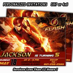 Flash Birthday Party Invitation, Printable Flash Invite, Superhero Invitation, Superhero Invite, Personalized