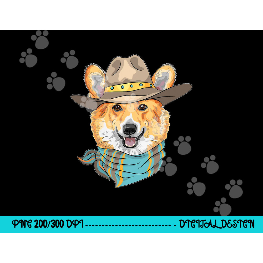 Cute Corgi Dog Wearing Western Cowboy Hat png, sublimation copy.jpg