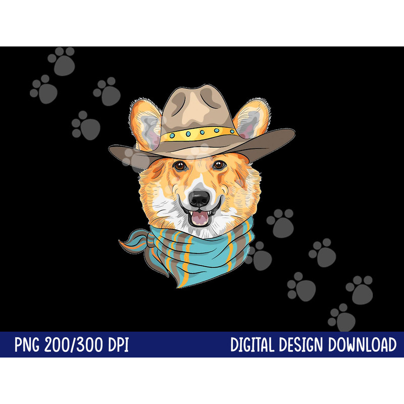 Cute Corgi Dog Wearing Western Cowboy Hat png, sublimation copy.jpg