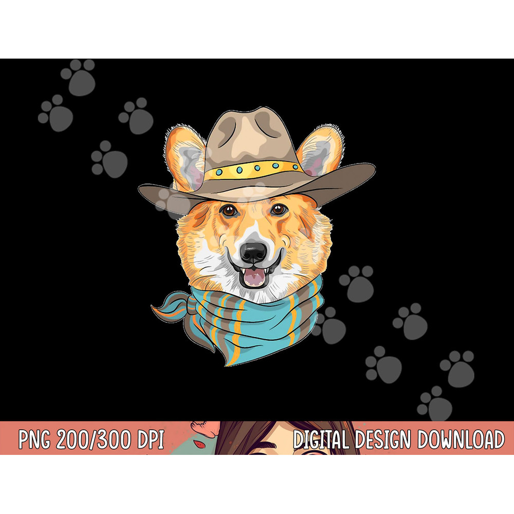 Cute Corgi Dog Wearing Western Cowboy Hat png, sublimation copy.jpg