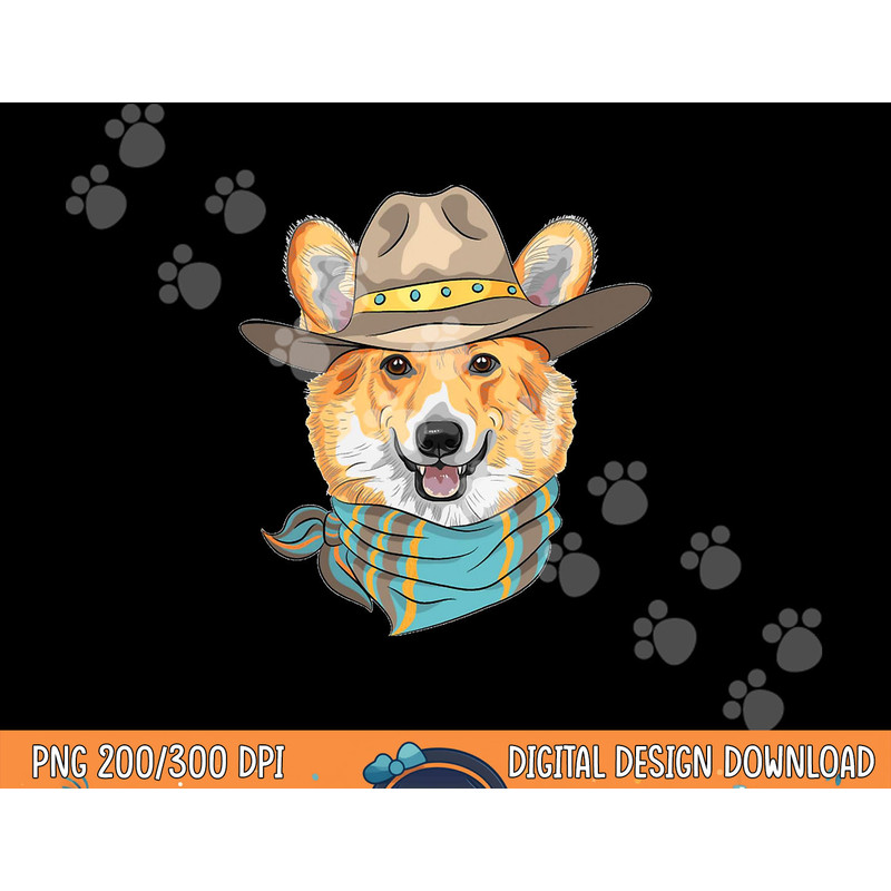 Cute Corgi Dog Wearing Western Cowboy Hat png, sublimation copy.jpg