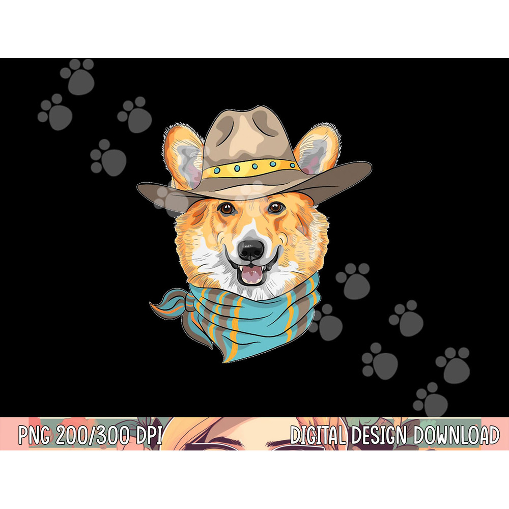 Cute Corgi Dog Wearing Western Cowboy Hat png, sublimation copy.jpg