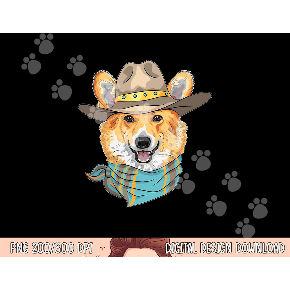 Cute Corgi Dog Wearing Western Cowboy Hat png, sublimation copy.jpg