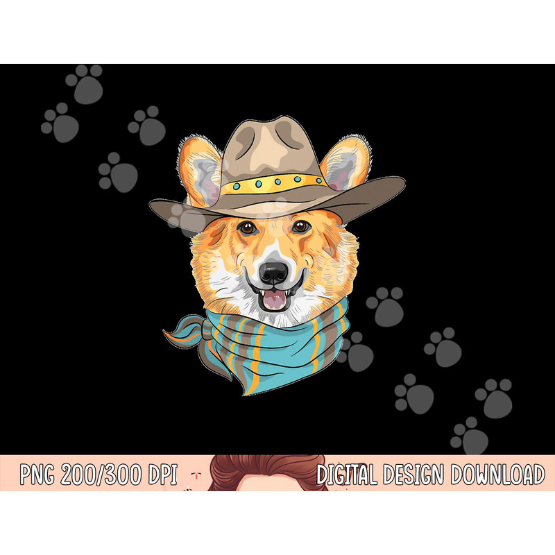 Cute Corgi Dog Wearing Western Cowboy Hat png, sublimation copy.jpg
