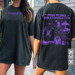 peso pluma rap shirt double sided, doble p 2023 tour ticket vintage 90s y2k sweatshirt, genesis album rapper bootleg gif
