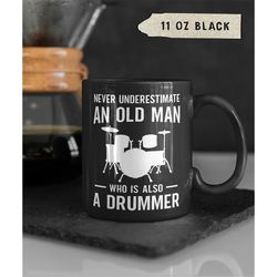 old man drummer mug, drummer gifts for men, drummer cup, musician gifts, band teacher gift, music mug, band student grad