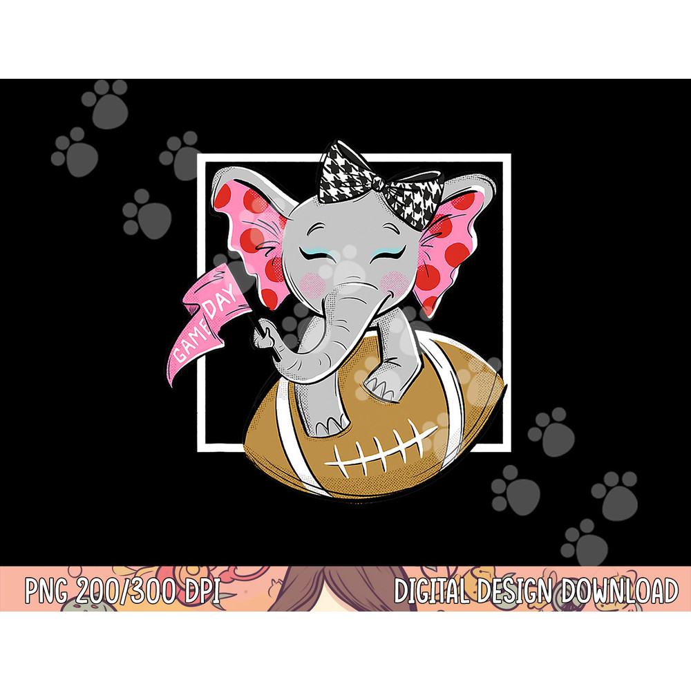 Cute Game Day Elephant Women and Girls Football png, sublimation copy.jpg