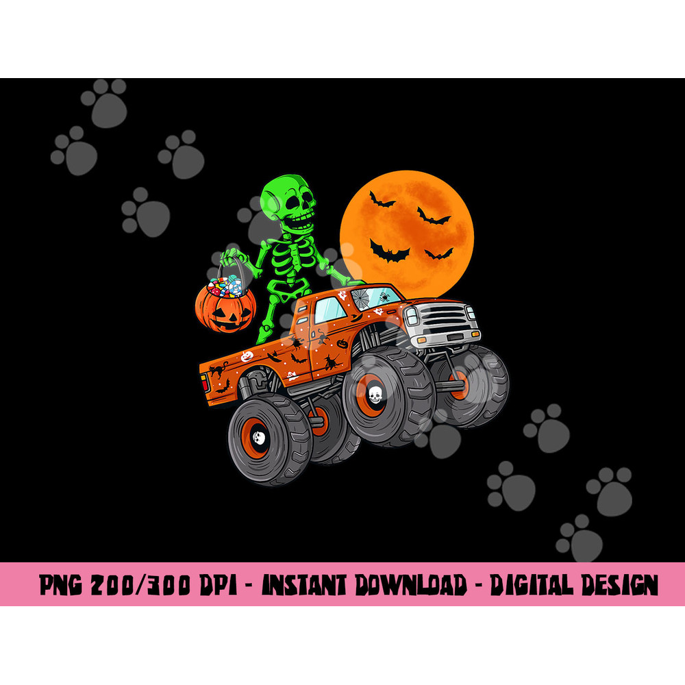 Halloween Skeleton Riding Monster Truck Toddler Boys Kids png,sublimation copy.jpg