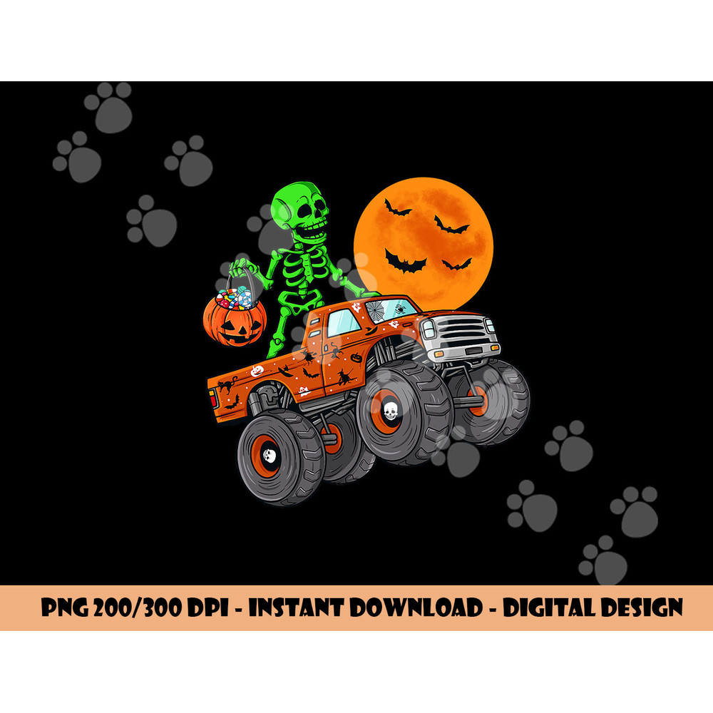 Halloween Skeleton Riding Monster Truck Toddler Boys Kids png,sublimation copy.jpg