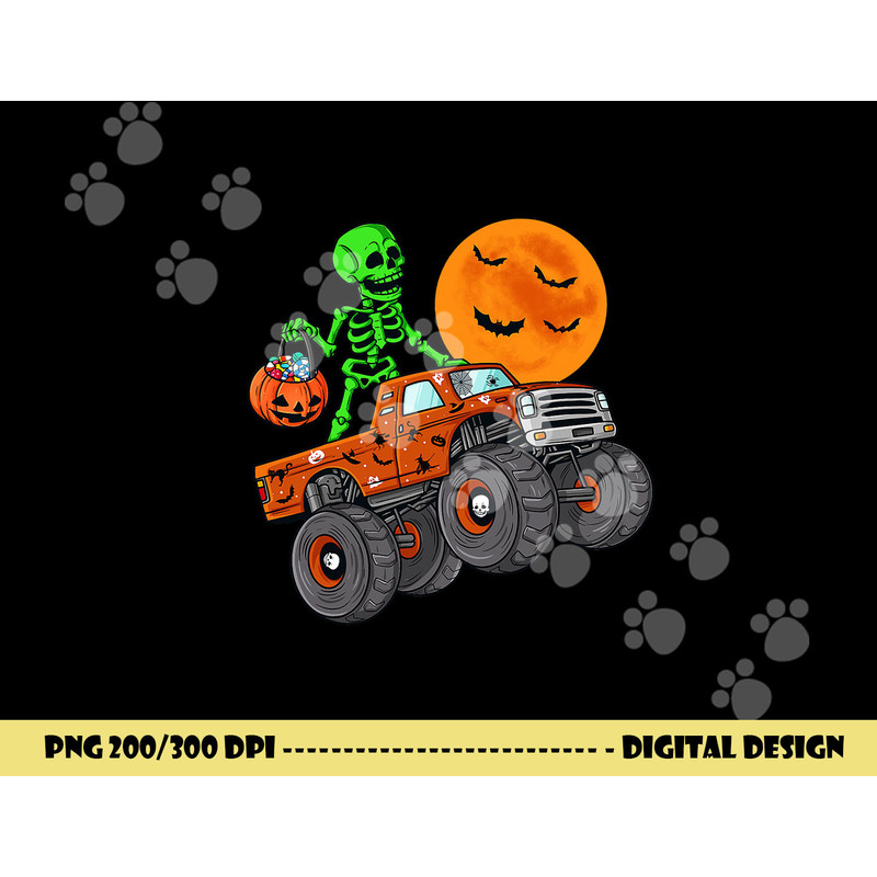 Halloween Skeleton Riding Monster Truck Toddler Boys Kids  png,sublimation copy.jpg
