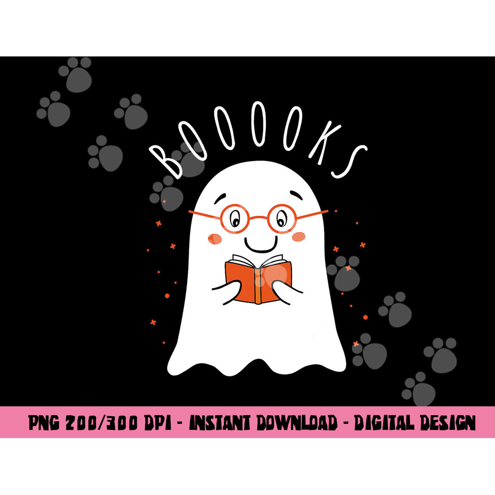 Halloween Teacher Librarian Books Reading Ghost Pun BOOOOKS png,sublimation copy.jpg