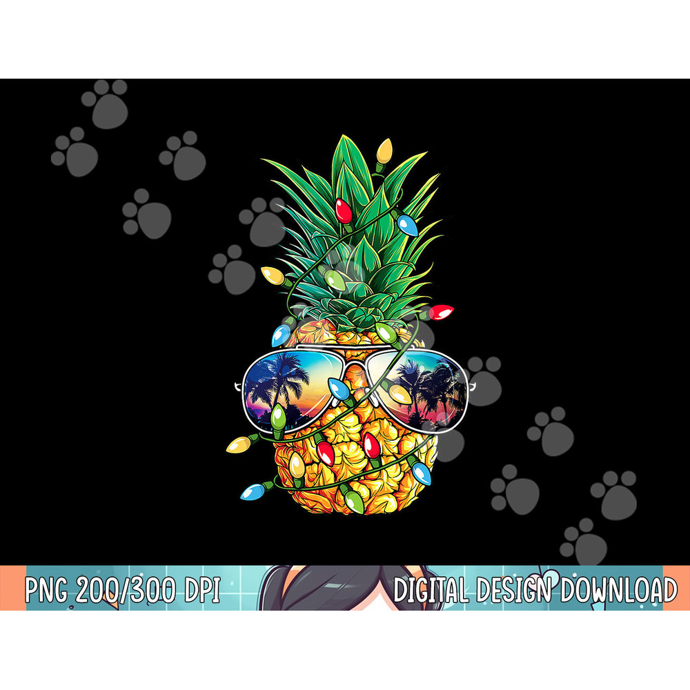 Pineapple Christmas Tree Lights Xmas Women Boys Sunglasses png, sublimation.jpg