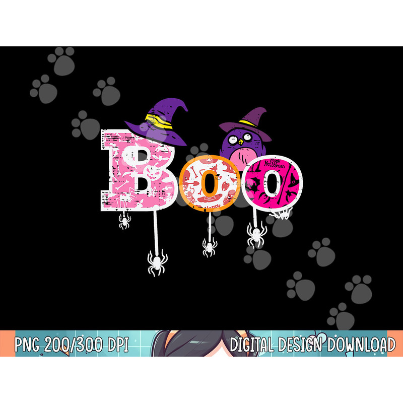 Pink Boo Spider WItch Hat Cute Scary Halloween Girls Women png, sublimation.jpg