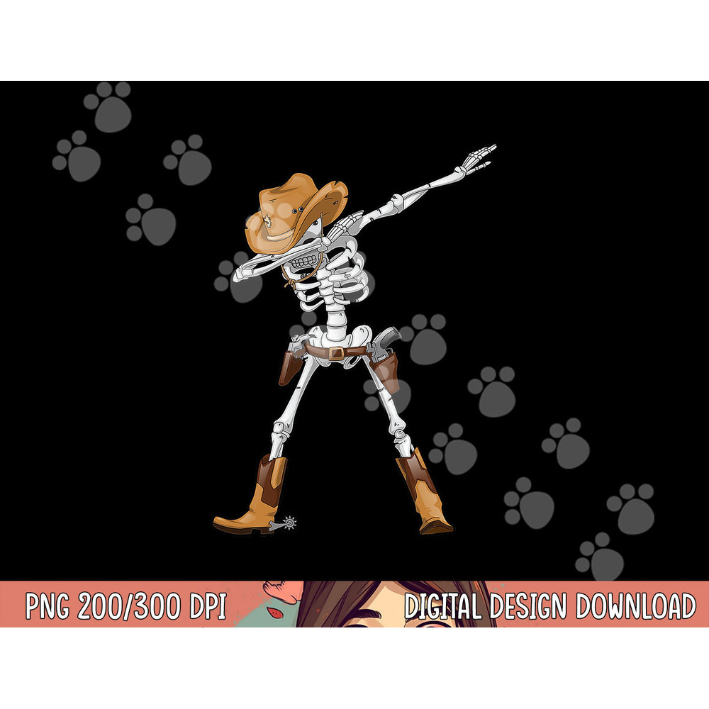Dabbing Skeleton T Shirt Cowboy Hat Halloween Kids Boys Dab png, sublimation copy.jpg