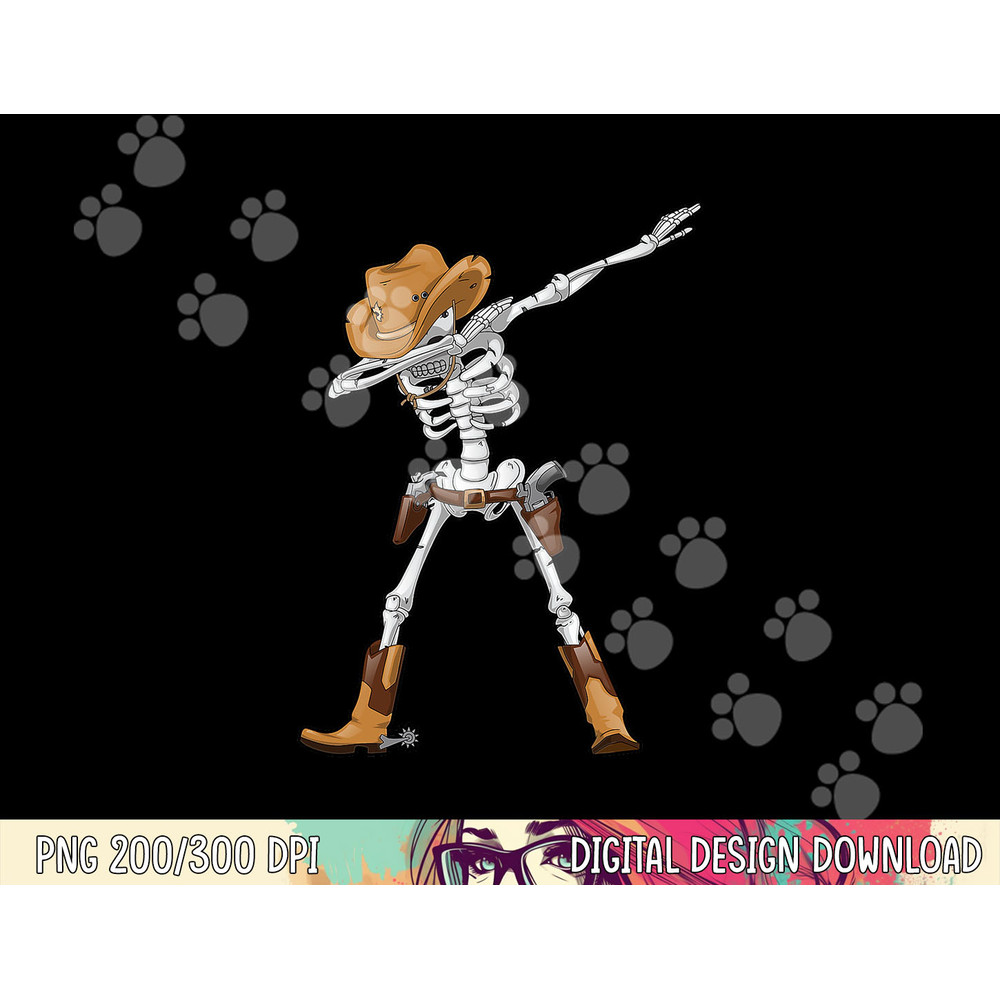 Dabbing Skeleton T Shirt Cowboy Hat Halloween Kids Boys Dab png, sublimation copy.jpg