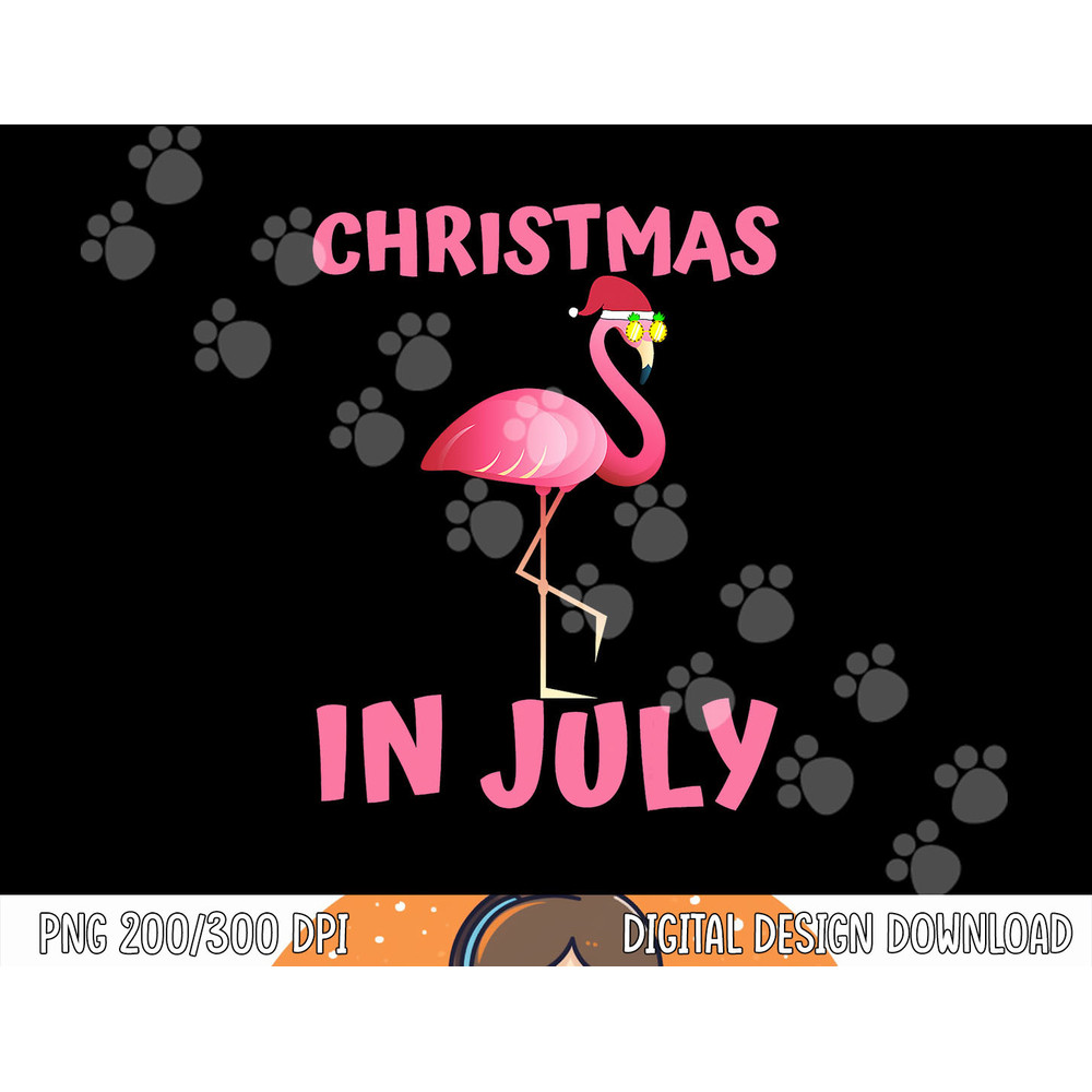 Pink Flamingo in Santa Hat Christmas In July Tee Women Girls png, sublimation copy.jpg