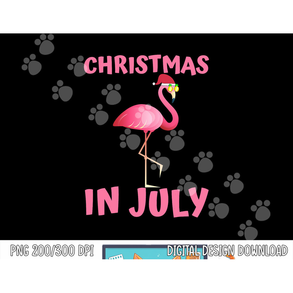 Pink Flamingo in Santa Hat Christmas In July Tee Women Girls png, sublimation copy.jpg