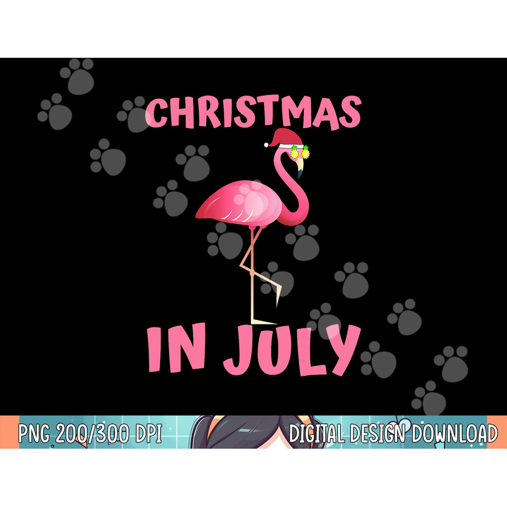 Pink Flamingo in Santa Hat Christmas In July Tee Women Girls png, sublimation.jpg