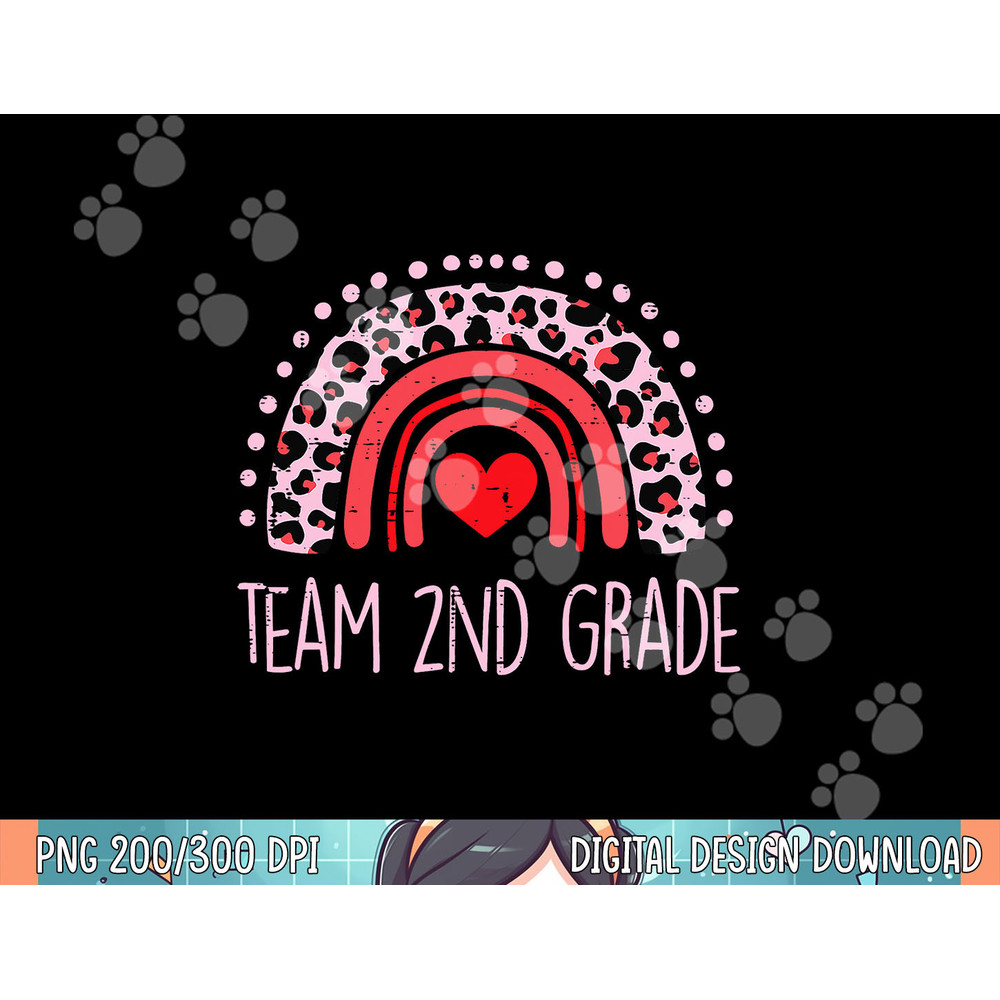 Pink Leopard Rainbow Team 2nd Grade Last Day School Teacher png, sublimation.jpg