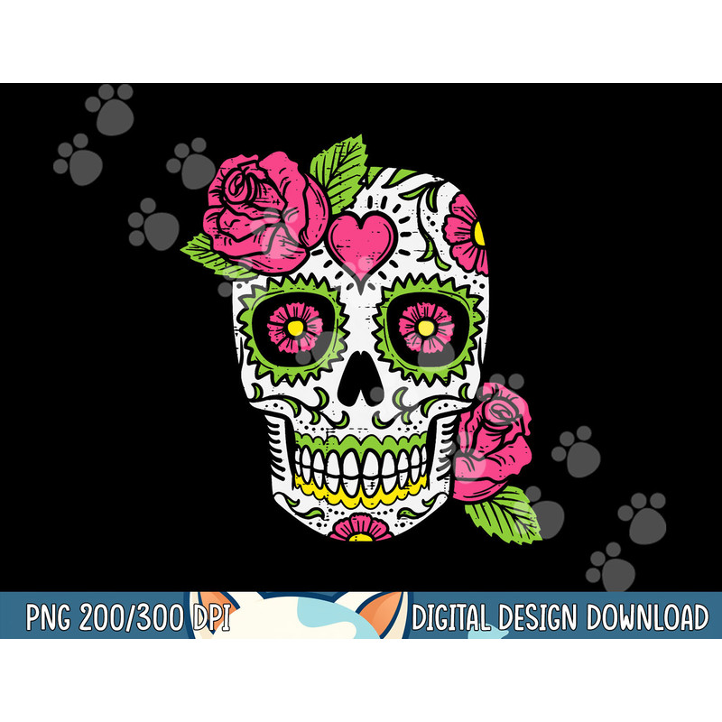 Pink Rose Sugar Skull Dia De Los Muertos Mexican Halloween png, sublimation copy.jpg