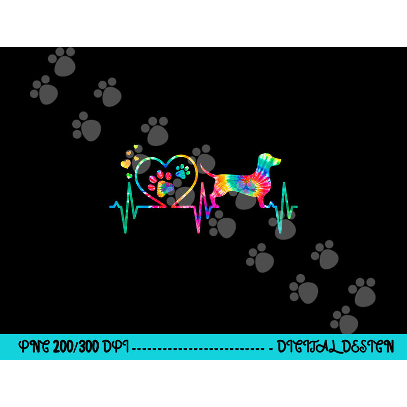 Dachshund Doxie Weenie Mom Dad Heartbeat Tie Dye Dog Gift png, sublimation copy.jpg