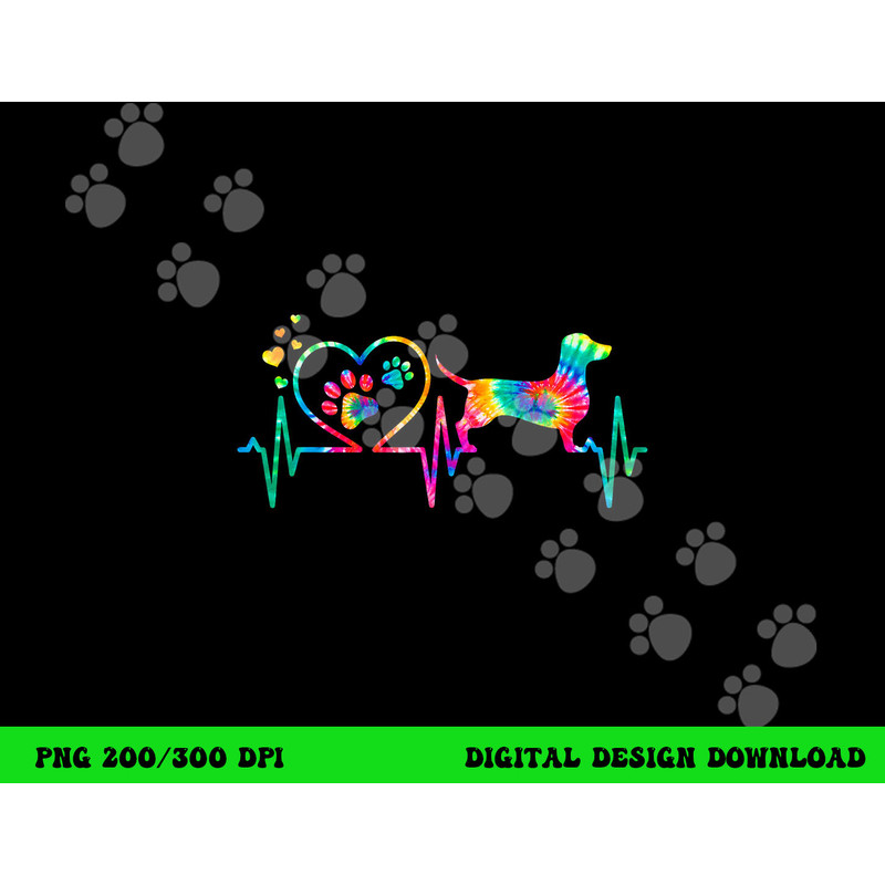 Dachshund Doxie Weenie Mom Dad Heartbeat Tie Dye Dog Gift png, sublimation copy.jpg