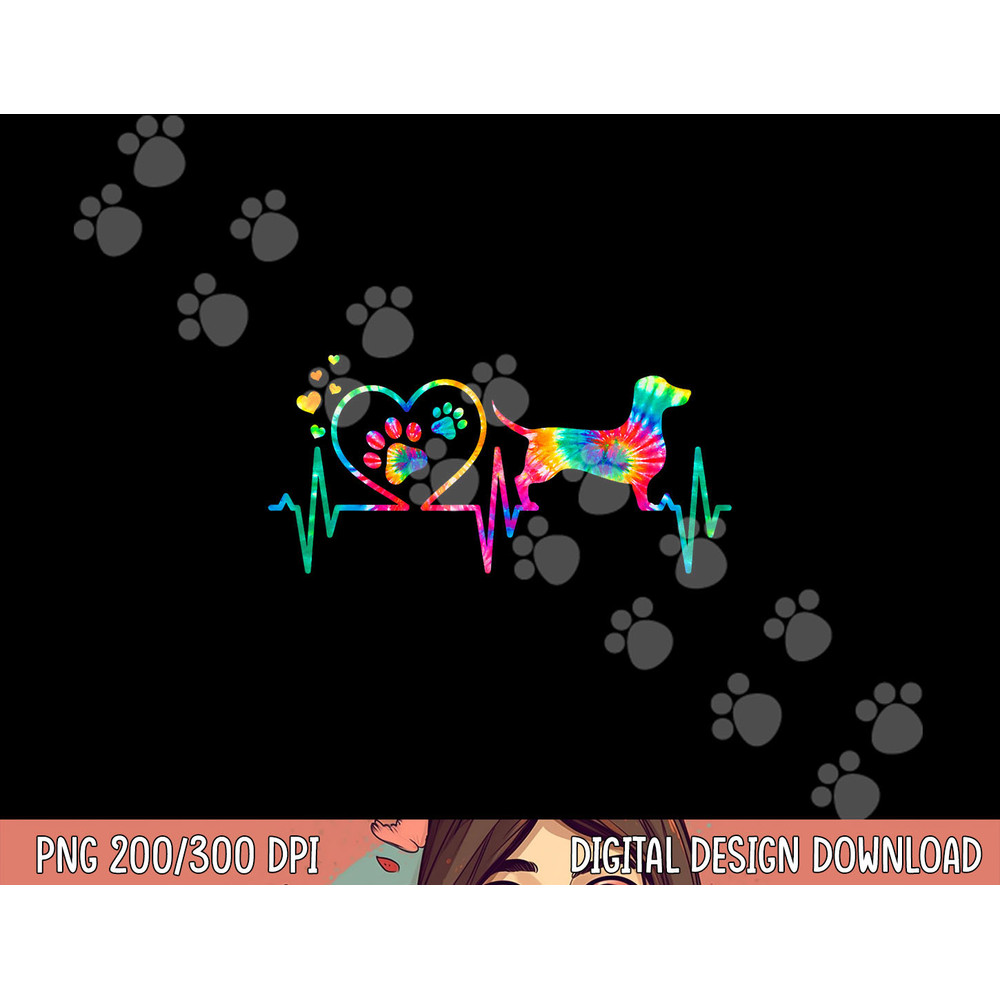 Dachshund Doxie Weenie Mom Dad Heartbeat Tie Dye Dog Gift png, sublimation copy.jpg