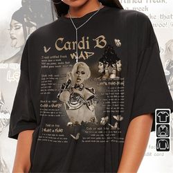 cardi b wap rap shirt, cardi b vintage retro 90s graphic tee, cardi b wap track rap song merch, unisex gift for fan 2023