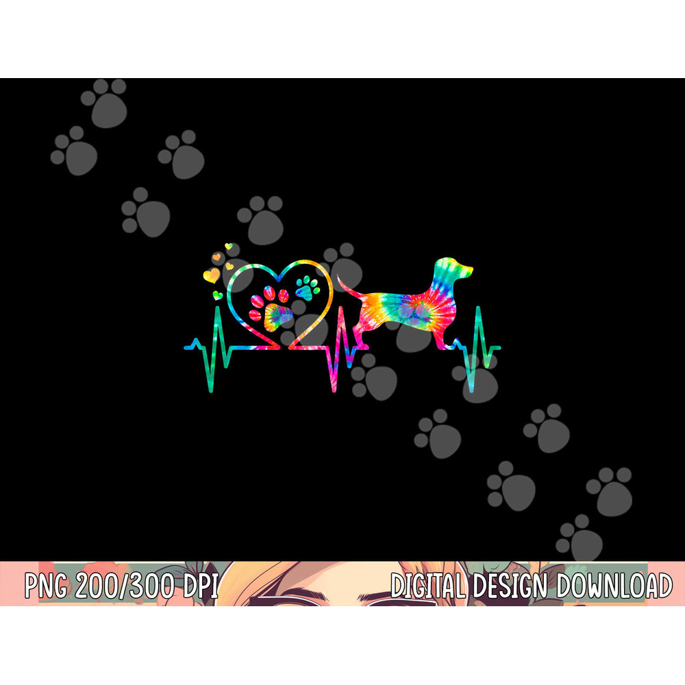 Dachshund Doxie Weenie Mom Dad Heartbeat Tie Dye Dog Gift png, sublimation copy.jpg