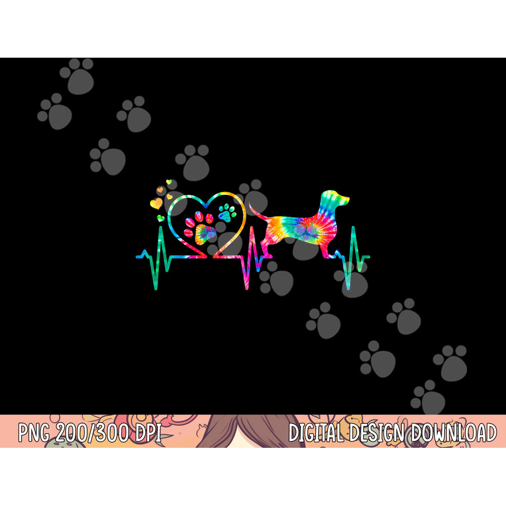 Dachshund Doxie Weenie Mom Dad Heartbeat Tie Dye Dog Gift png, sublimation copy.jpg