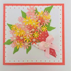 handmade greeting card, all occasion card, mother's day card, birthday card, special card,  card with 3d flowers