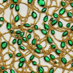 mounted emeralds on gold chains seamless tileable repeating pattern