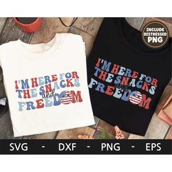 i'm here for the snacks and freedom svg, america svg, 4th of july svg, retro smiley face svg, retro svg, dxf, png, eps,