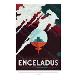 enceladus exoplanet 2016 nasa/jpl space travel poster space art great gift idea for kids room, office, man cave, wall ar