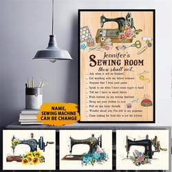sewing room rules personalized poster, custom sewing machine, sewing machine art, gift for quilters, sewing gift