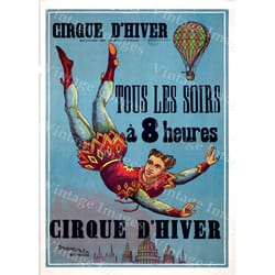 vintage french cirque d' hiver (winter circus) paris france poster fine art print giclee home wall decor