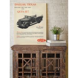 fire engine poster print fire truck wall art 1953 dallas fire department ad vintage decor dallas firefighter gift texas