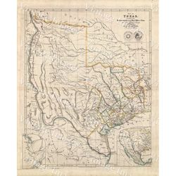 map of texas vintage 1843 texas state  map historical antique western decor texas wall map texas home state gift housewa