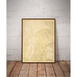 vintage traverse bay to little traverse map print 1956 old map poster lake michigan gift wall map home decor housewarmin