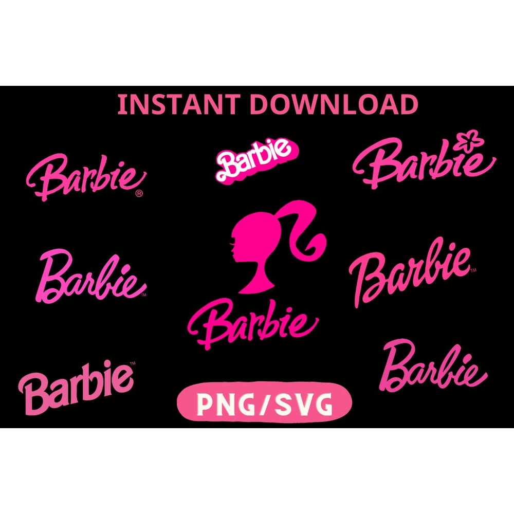 Barbi Logo Barb Font Bundle Babe Doll Design Bundle Retro 60s 70s 80s 90s 00s PNG SVG Clipart Digital Download Sublimation Cricut Cut File - 3.jpg
