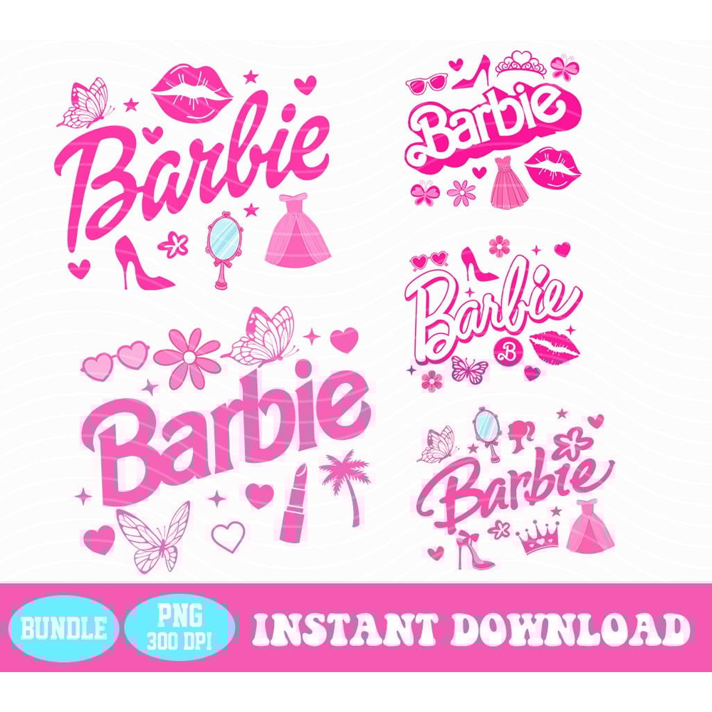 Barbi Shirt PNG Bundle I'm A Barbi Girl Png, Pink World PNG Instant Download Barbi Doll Sublimation Design Pink Retro Barbi Font Bundle Png - 1.jpg