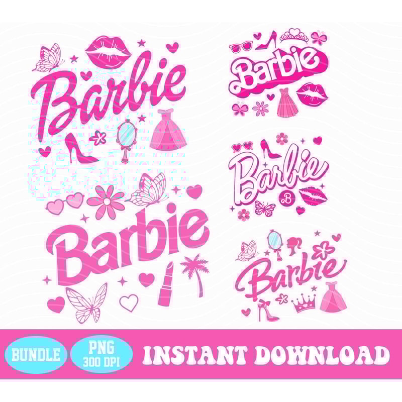 Barbi Shirt PNG Bundle I'm A Barbi Girl Png, Pink World PNG Instant Download Barbi Doll Sublimation Design Pink Retro Barbi Font Bundle Png - 1.jpg