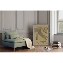 old map of italy italian map vintage map of italy antique home decor old wall map of italy housewarming gift idea large