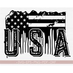 Distressed American Flag Svg Png, USA Svg, Patriotic Svg, Dripping Flag Svg Cut file for Cricut, Shirt Design, Silhouett