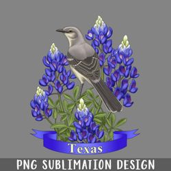 texas state mockingbird and bluebonnet flower png download