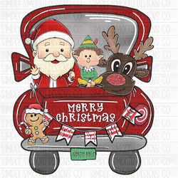 Christmas truck Santa elf reindeer png download