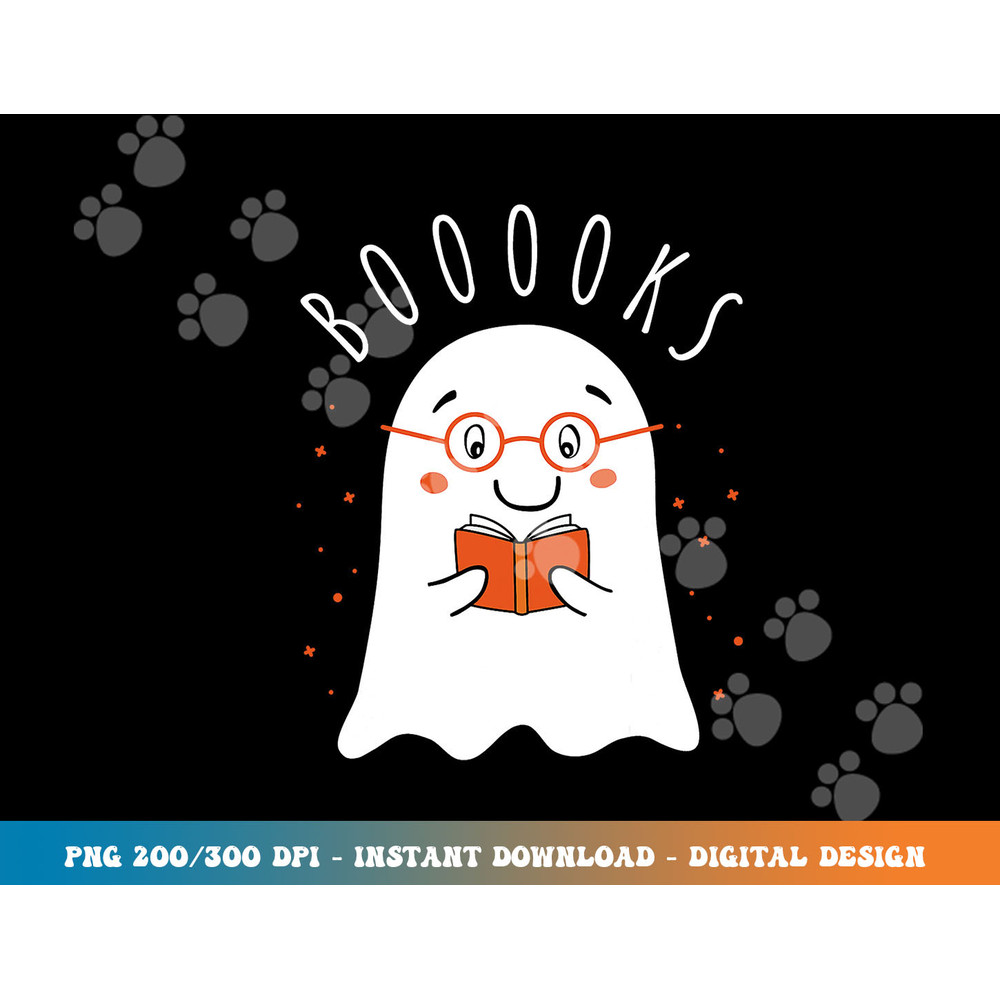 Halloween Teacher Librarian Books Reading Ghost Pun BOOOOKS png,sublimation copy.jpg