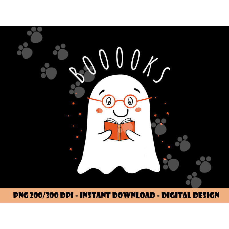 Halloween Teacher Librarian Books Reading Ghost Pun BOOOOKS png,sublimation copy.jpg