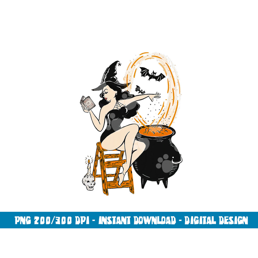 Halloween Witch Pin Up Vintage Retro  png,sublimation copy.jpg