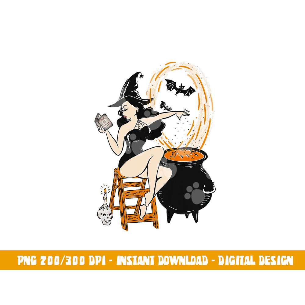 Halloween Witch Pin Up Vintage Retro  png,sublimation copy.jpg